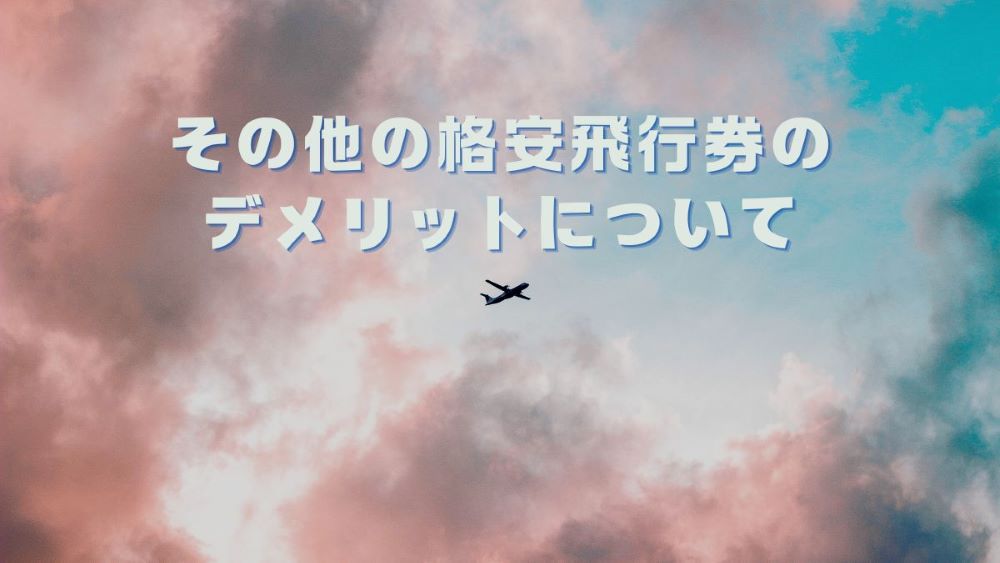 その他の格安飛行券のデメリットについて